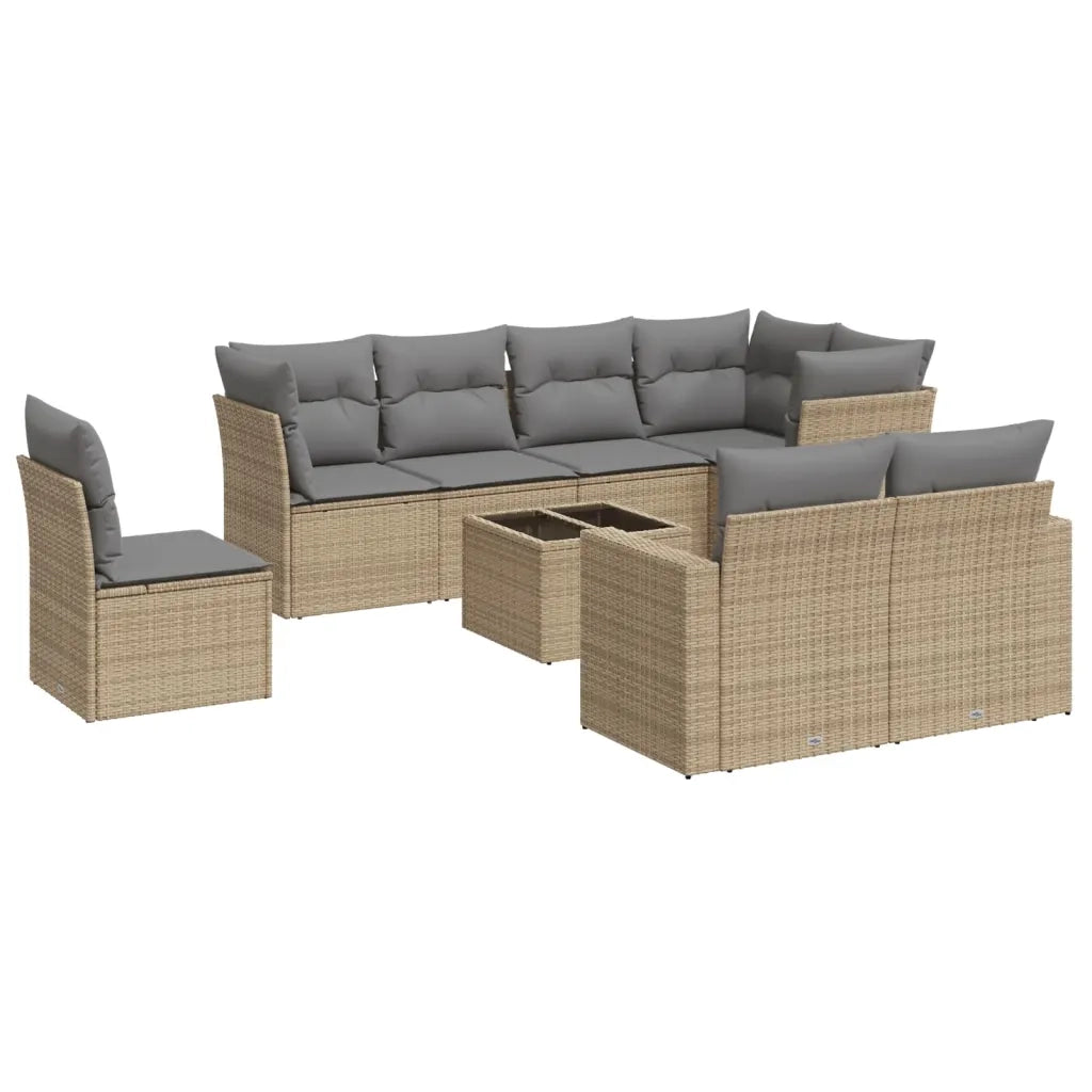 Set Divano da Giardino 9 pz con Cuscini Beige in Polyrattancod mxl 87967