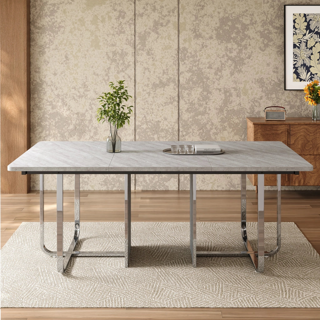 Tavolo da pranzo moderno 180 x 80 cm in MDF e metallo; grigio