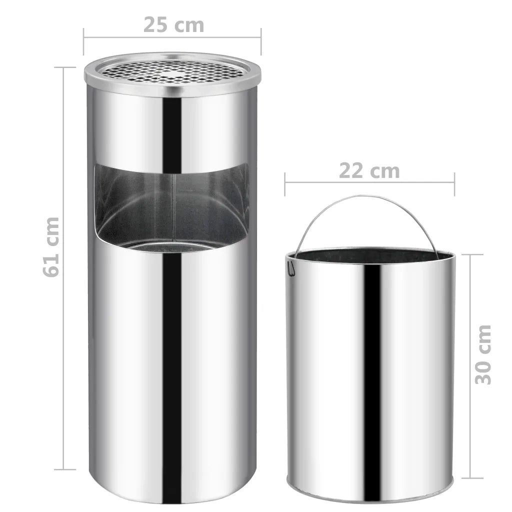 Pattumiera con Posacenere da Albergo 30 L Acciaio Inox CFW7676880