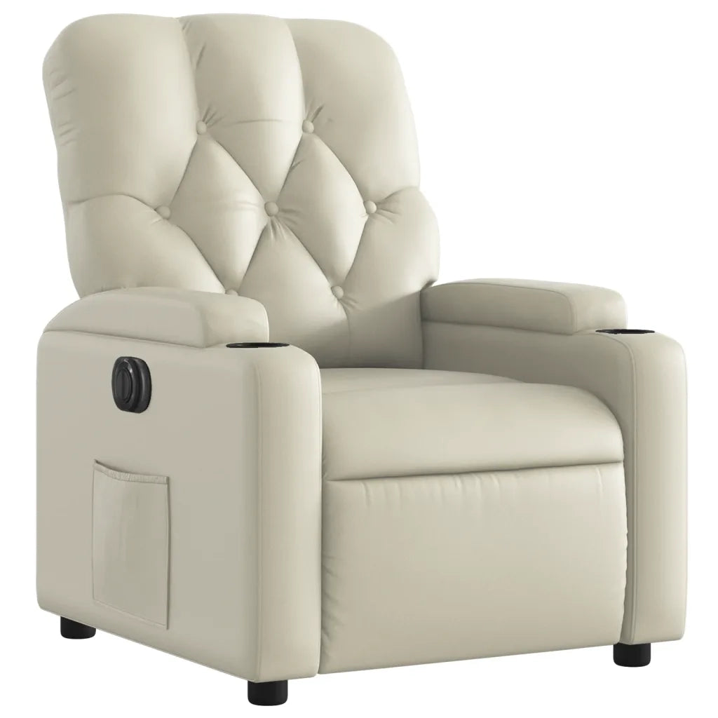 Poltrona Reclinabile Elettrica Crema in Similpelle 3204759
