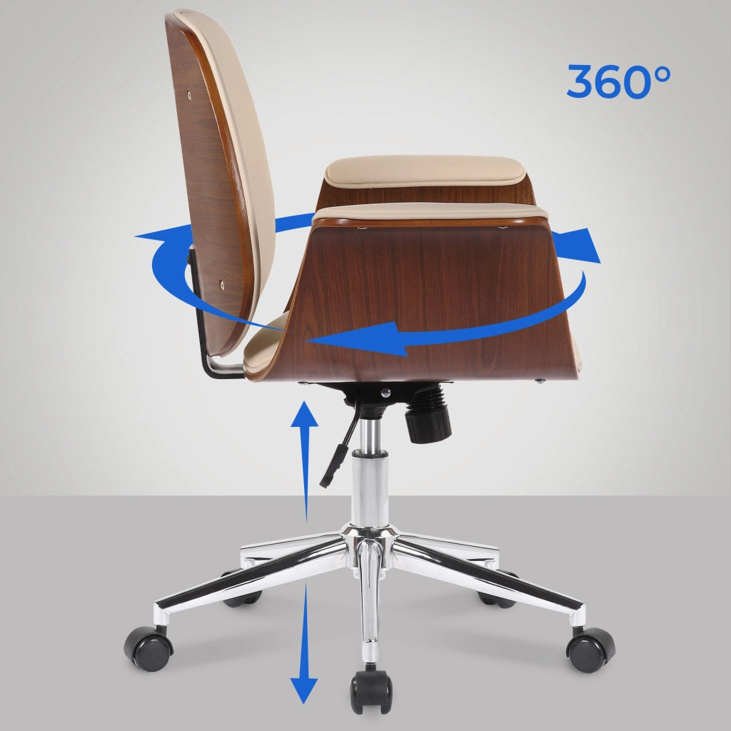 Sedia ufficio Kemberg in similpelle Noce/crema