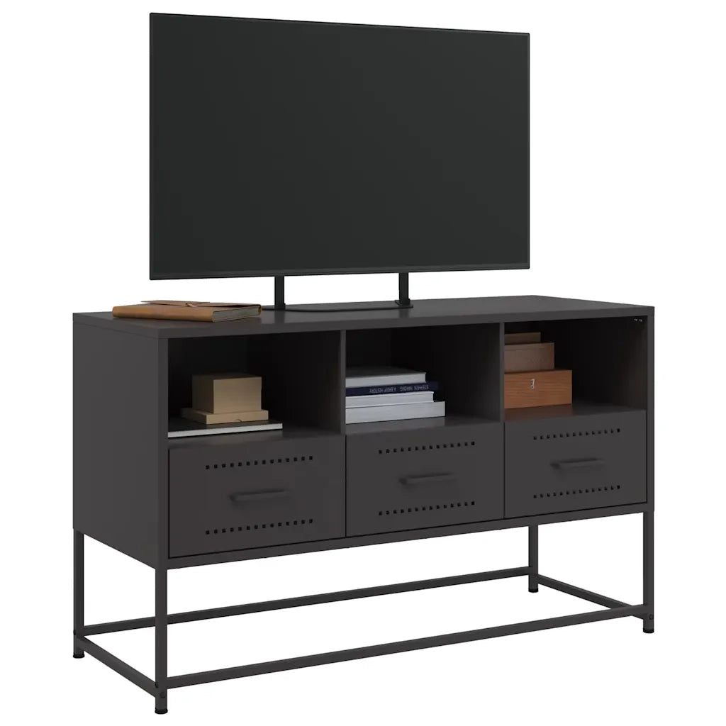 Mobile TV Nero 100,5x39x60,5 cm in Acciaio 846542