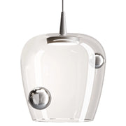Zafferano Lampada a sospensione Bilia LED 8W 3000K Diametro 27cm in vetro borosilicato soffiato a bocca con finitura in alluminio e argento