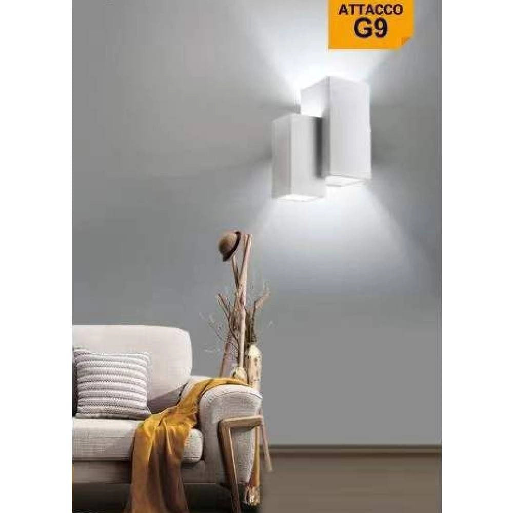Trade Shop - Applique Parete In Gesso 2 Rettangoli Incastonati Bianco Ip20 Gs-e39 Verniciabile -