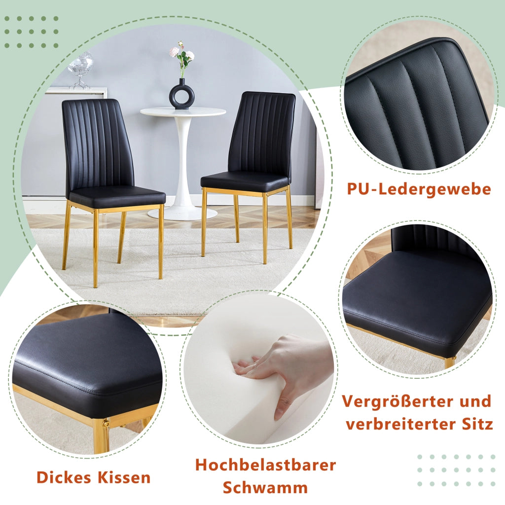 SEDIA Set da 4 pezzi 80x50x46,5 cm PU Nero/Oro