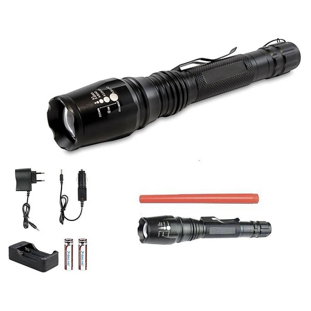 Trade Shop - Torcia 100000 Lumen Tattica / Militare Sos Led T6 Ricaricabile Zoom 8668-t6 -