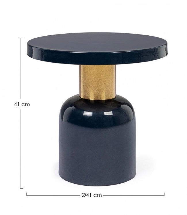 Tavolino Nalima Blu D41 Rotondo in Metallo