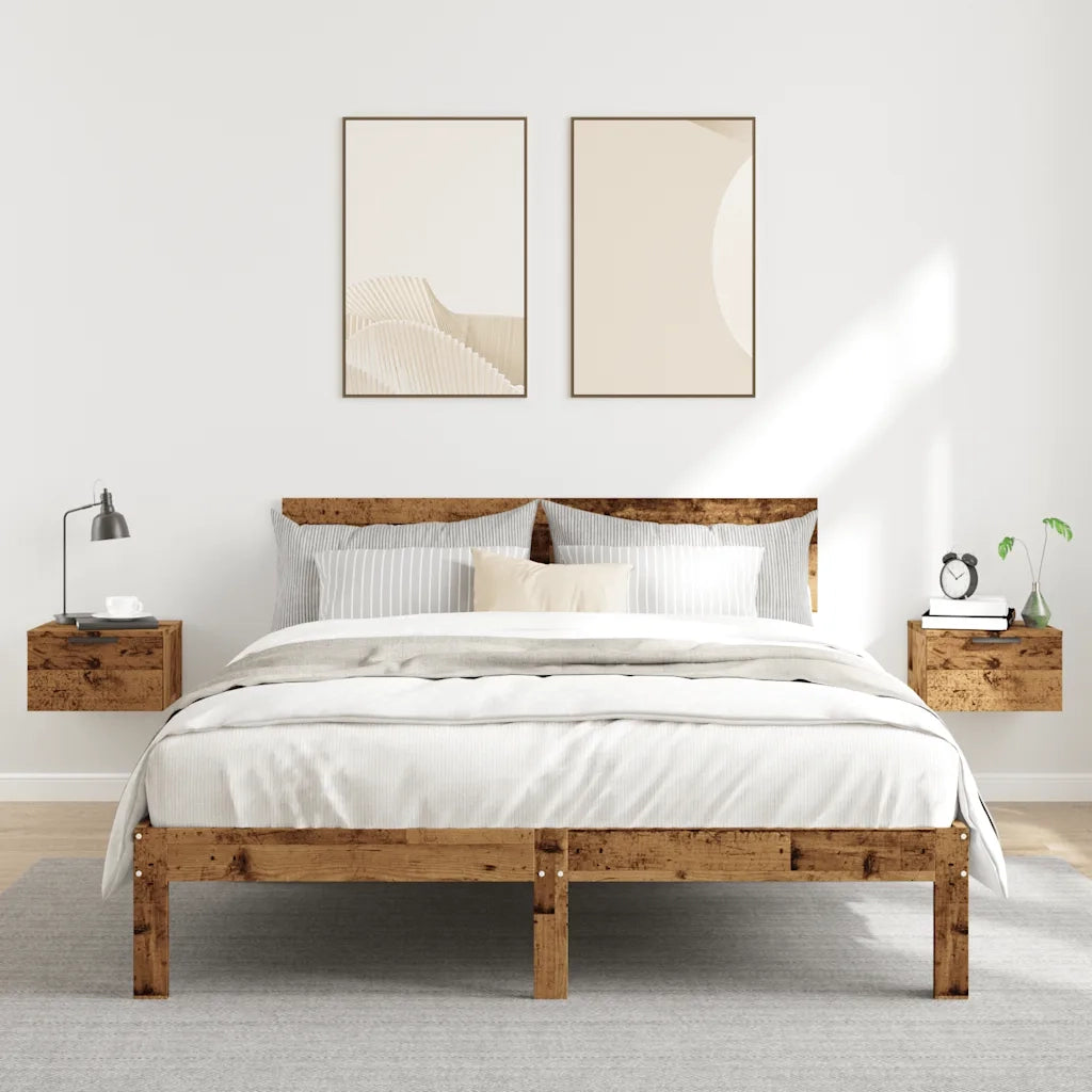 Comodini a Muro 2 pz Legno Antico 34x30x20 cm 856980
