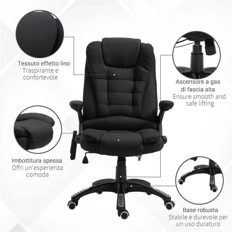 POLTRONA MASSAGGIANTE DA UFFICIO REGOLABILE  67X74X107-116CM NERA