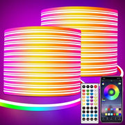 Striscia LED RGB Neon flessibile 30m con telecomando e controllo via app - IP65 impermeabile per decorazione interna ed esterna