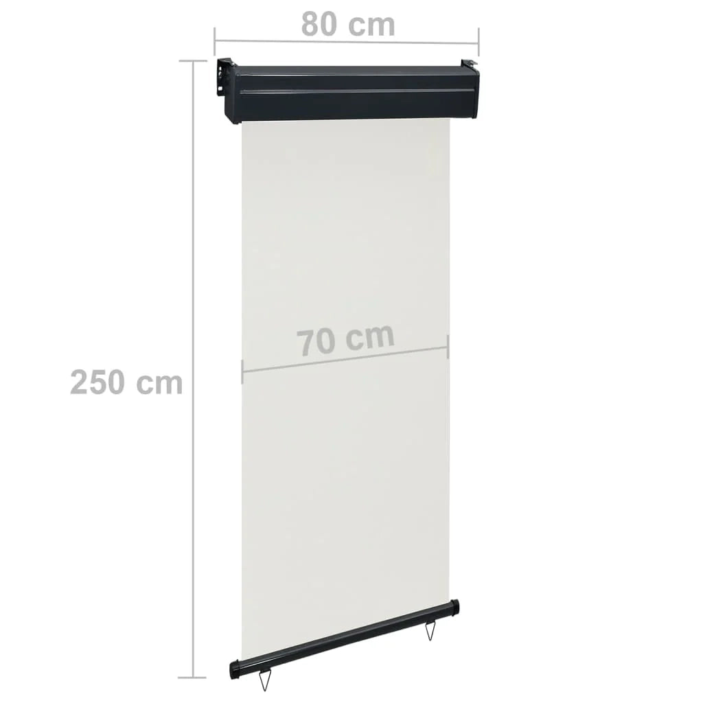 Tenda da sole laterale retrattile/schermo privacy per patio giardino terrazza balcone 80 x 250 cm crema 02_0007039