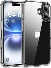 Hoesa trasparente per iPhone 16 Plus, protezione contro cadute, resistente alle graffi, schermo duro - cristallo trasparente