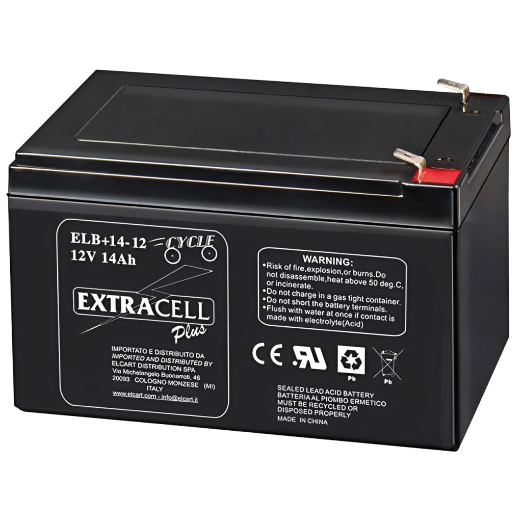 Batteria Piombo AGM 12V 14Ah Ciclica Ermetica Senza Manutenzione per Biciclette Elettriche e Carrelli