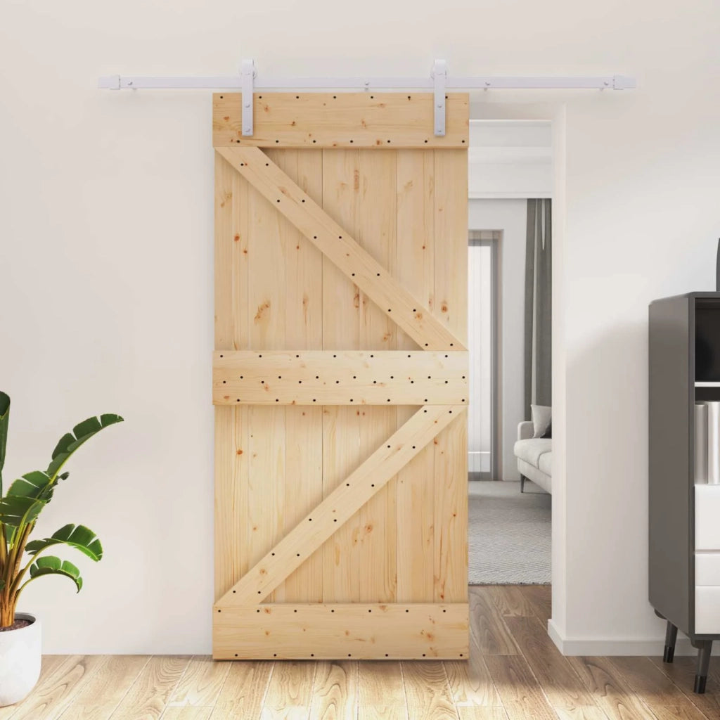 Porta scorrevole Naturale e Bianco 95 x 210 cm