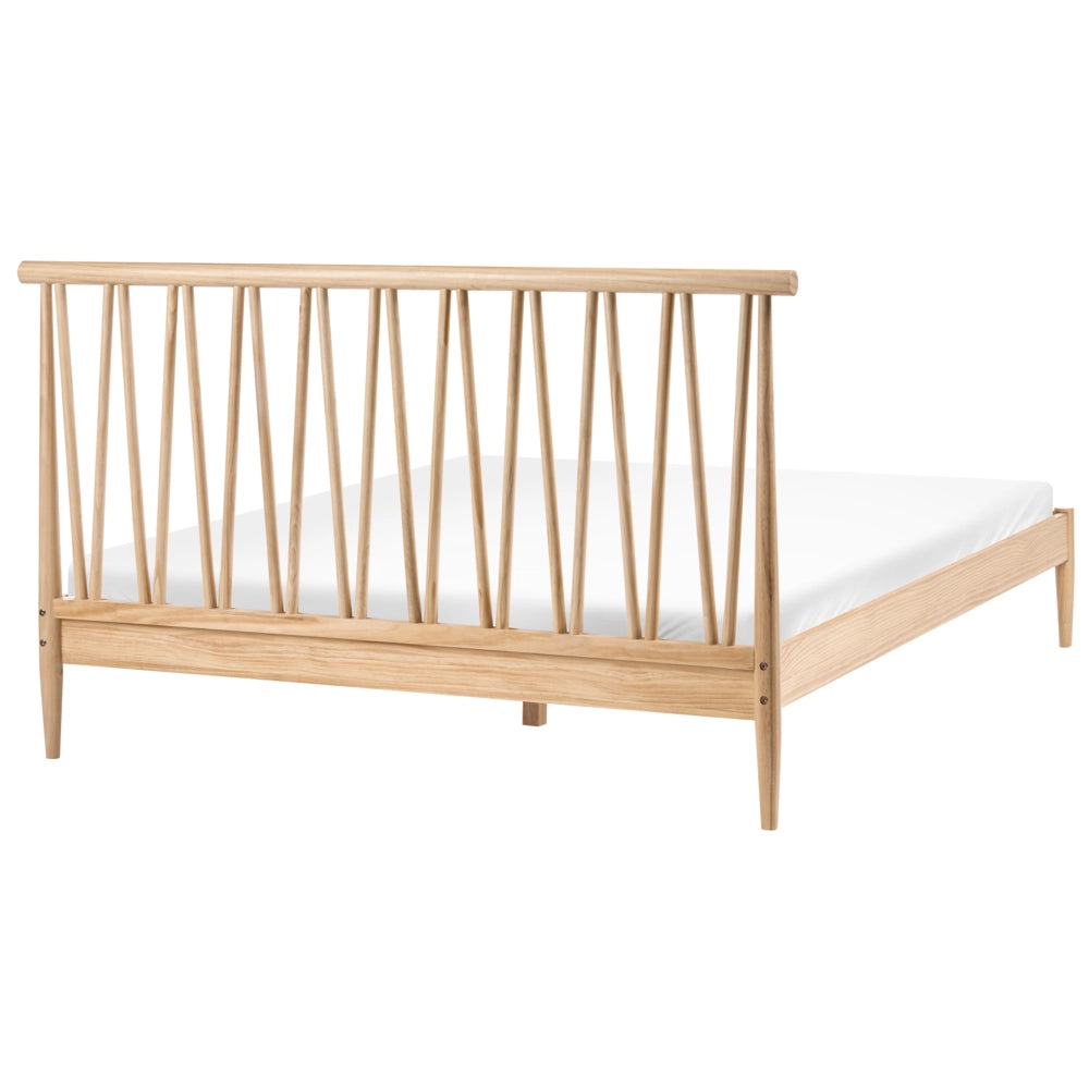 Letto matrimoniale con testiera e struttura in legno di pino con doghe 160x200cm marrone chiaro camera da letto stile moderno