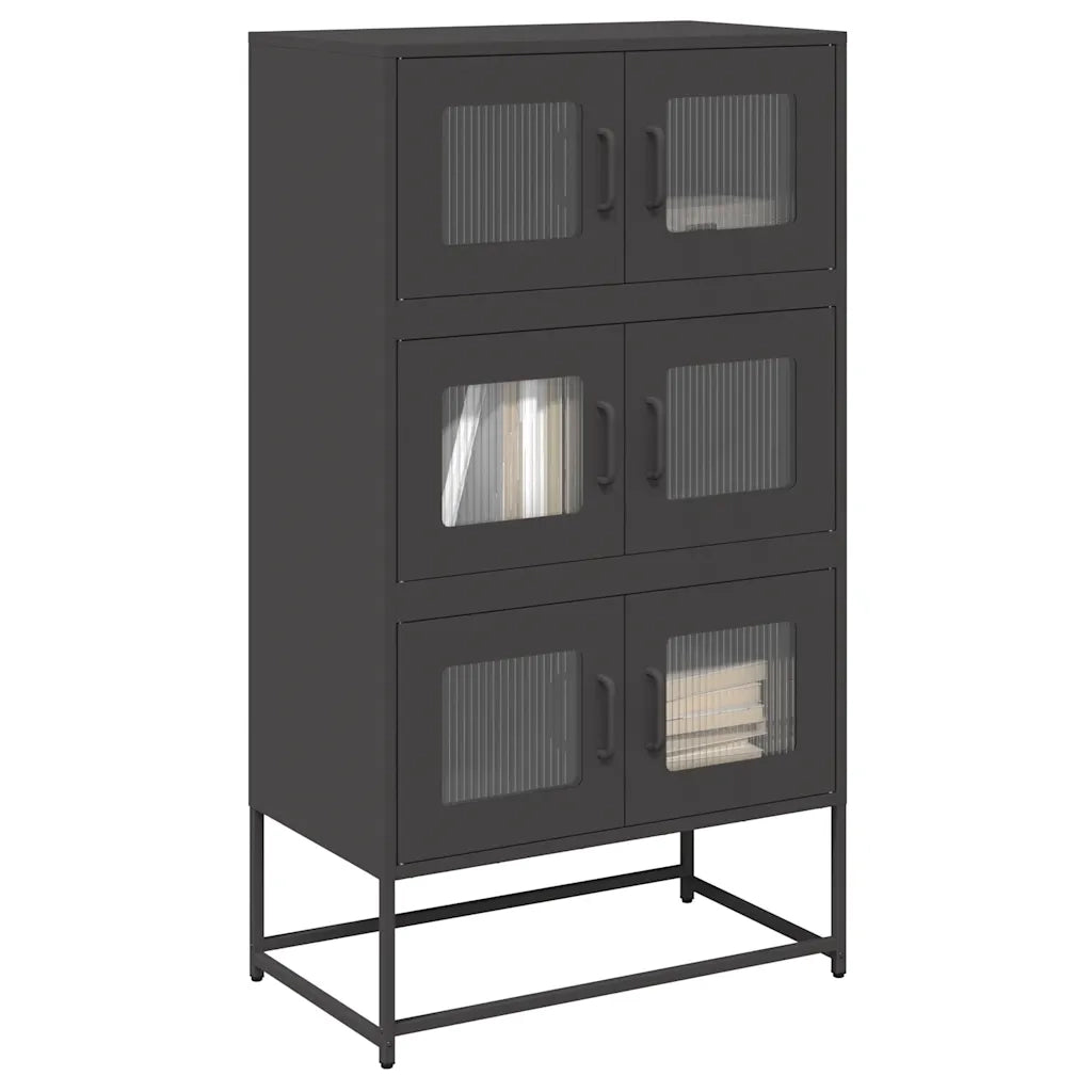 vidaXL Credenza Nera 68x39x123 cm in Acciaio