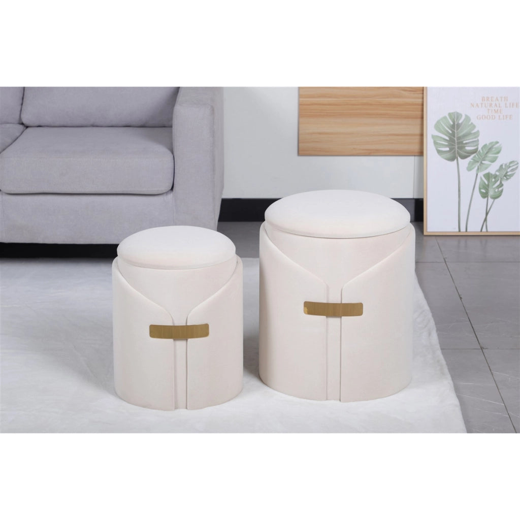 Set di 2 pouf contenitori Forcet in velluto rosa antico