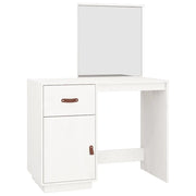 Toeletta | Tavolo da Trucco Bianca 95x50x134 cm in Legno Massello di Pino