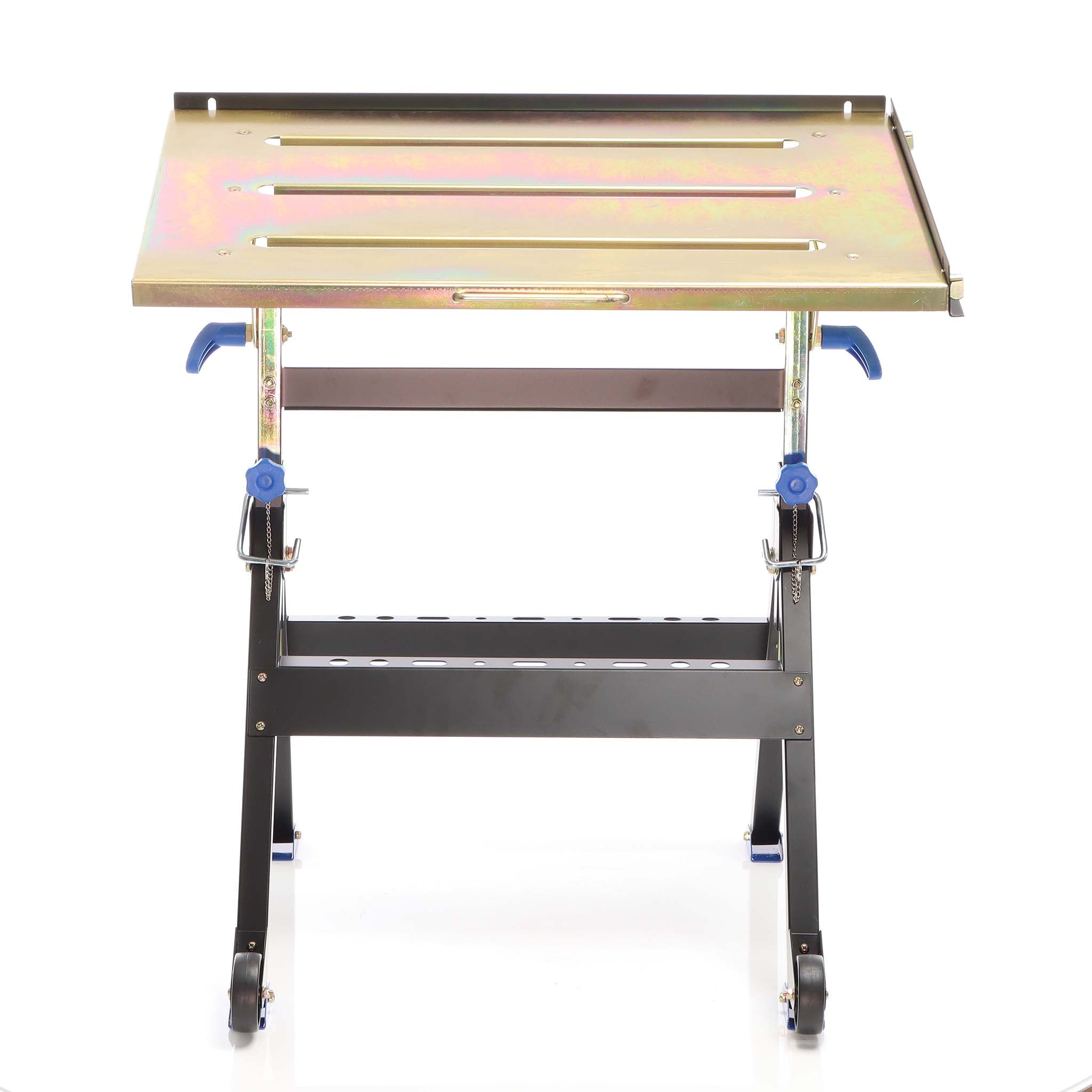 Banco saldatura pieghevole max 150 kg, carrello regolabile in altezza 735-860 mm, inclinabile fino a 90°