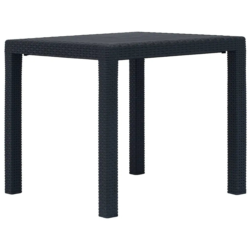 Tavolo da Giardino Antracite 79x79x72 cm Plastica Stile Rattan 45602
