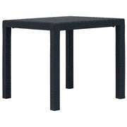 Tavolo da Giardino Antracite 79x79x72 cm Plastica Stile Rattan 45602
