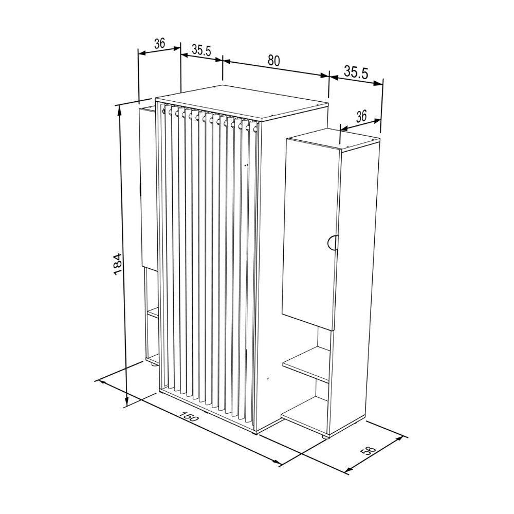 Armadio Guardaroba 150x56x184h cm Krell rovere bianco