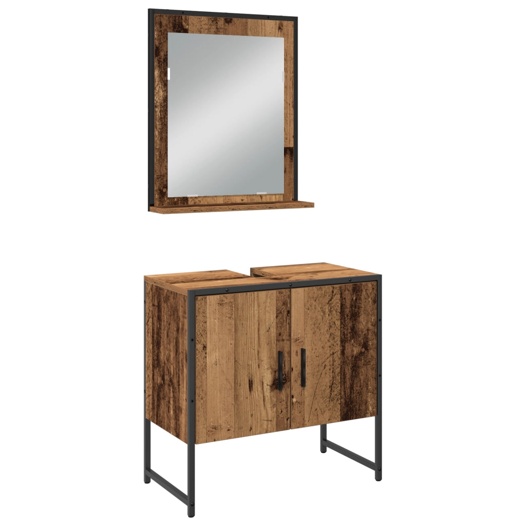 Set di mobili da bagno 4 pezzi Legno invecchiato Legno ingegnerizzato