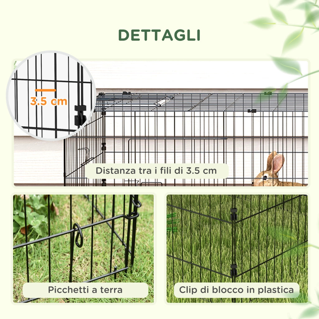 Gabbia per Conigli da Esterno e Interno ¨C Zephmum ¨C Verde Acciaio 185x75x50cm