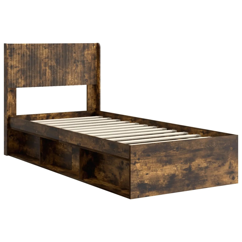 Struttura del letto con stoccaggio e testata Rovere Fumo 3414247