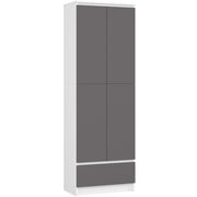 Armadio da ufficio AKORD R60 Bianca 60 cm 2 ante 1 cassetto inserto frontale Grigio Grafite 60x35x180 cm