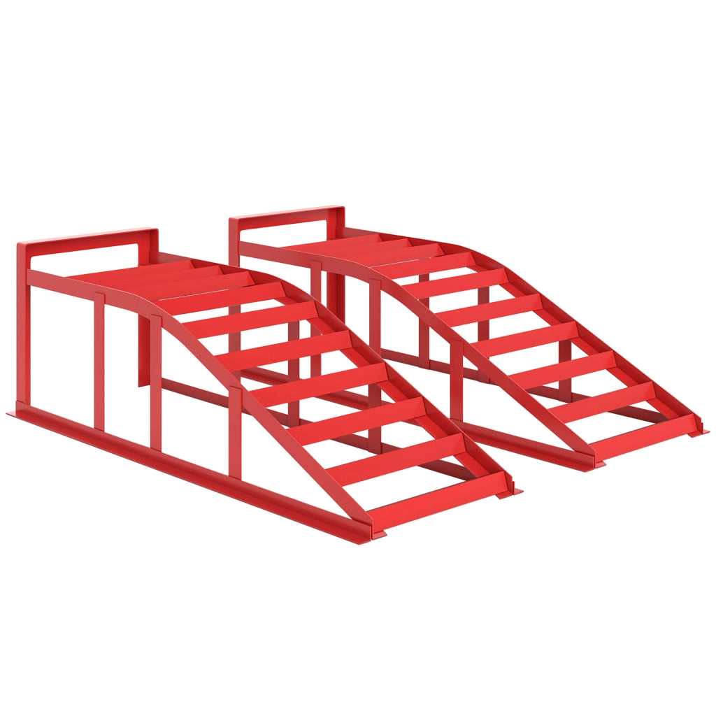 Rampa per Auto in Acciaio Antiscivolo ¨C Zephmum ¨C Rosso 83.5x30.5x27 cm