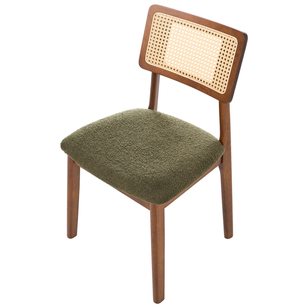 Set di 2 Sedie da Pranzo Marroni in Tessuto Bouclé con Seduta Imbottita Schienale in Tessuto e Struttura in Legno