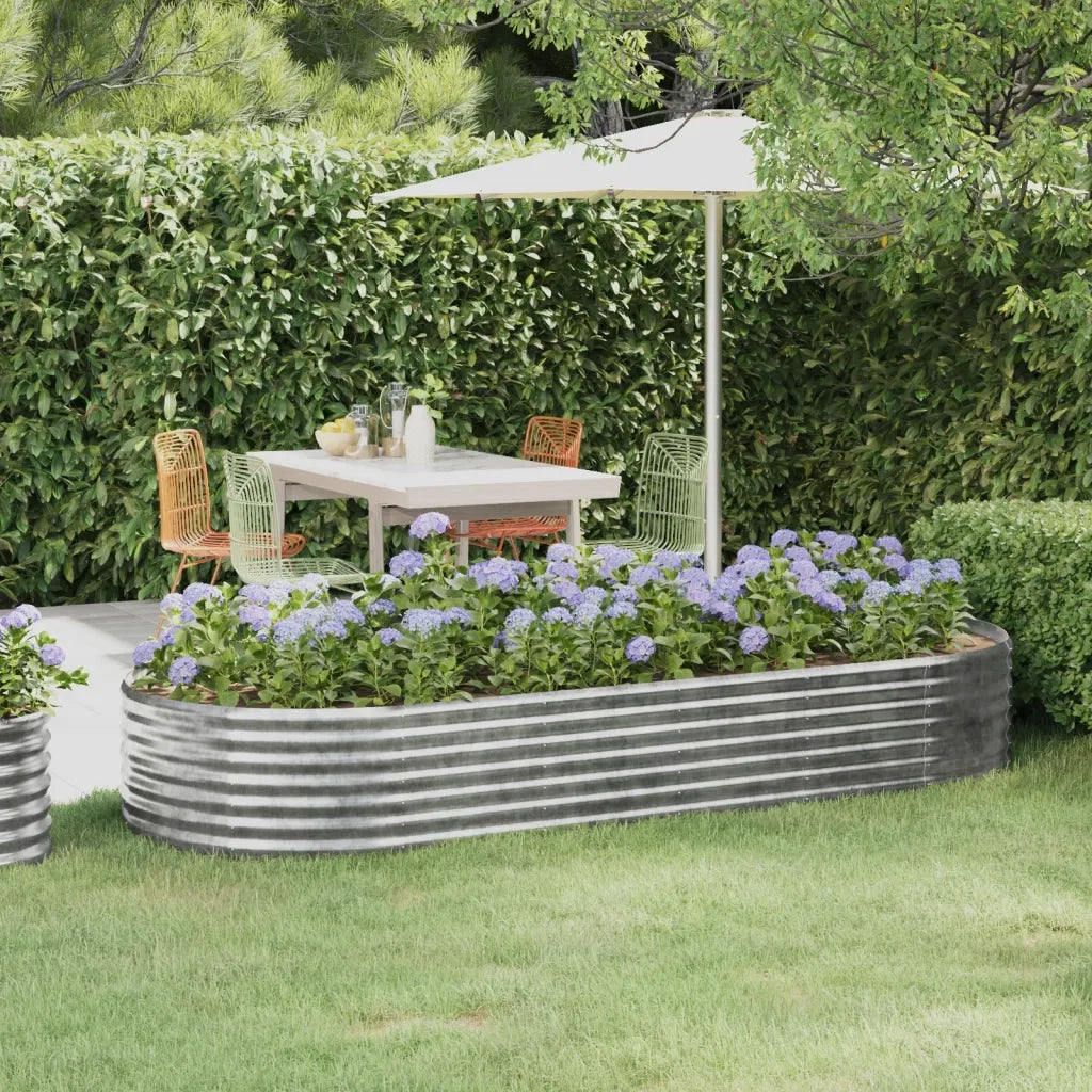 Fioriere | Cassetta per fiori | Letto Giardino Acciaio Zincato 249x100x36cm Argento