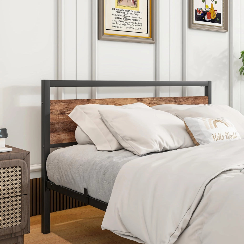 LETTO 140x200 cm in MDF e metallo, colore marrone antico