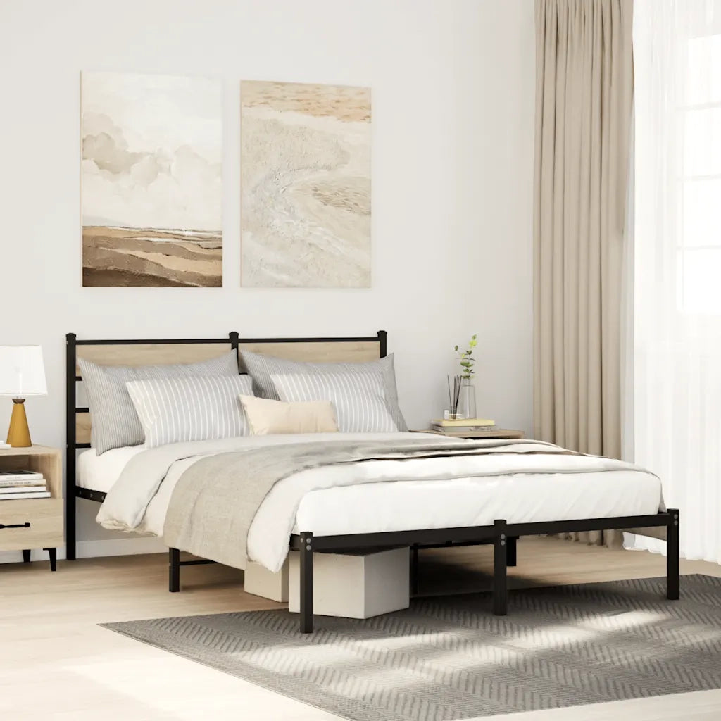 Letto matrimoniale | Letto per adulti | Giroletto senza Materaso in Metallo Rovere Sonoma 140x190 cm