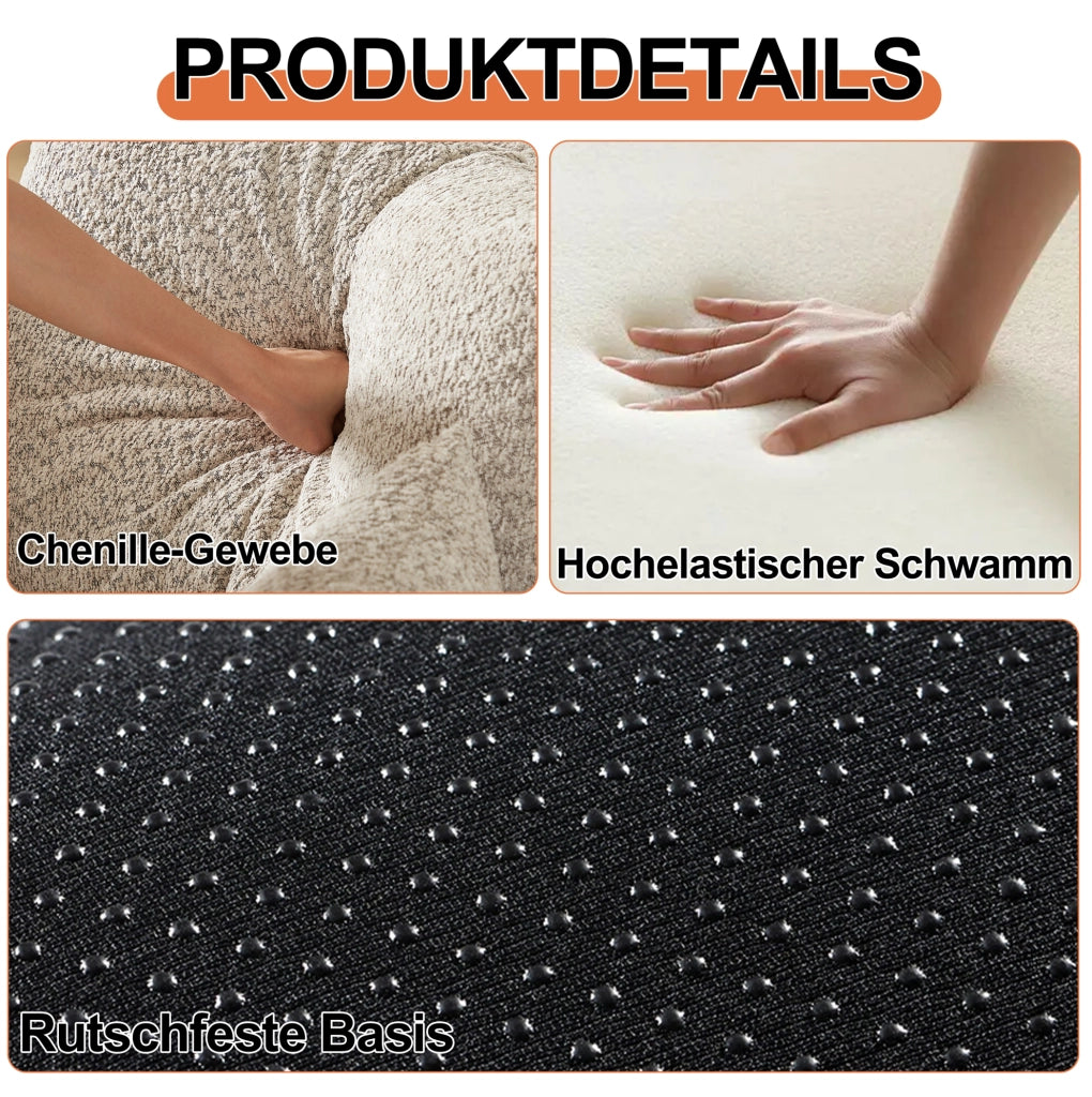 Divano letto singolo Chenille 2-in-1 con cassetto bracciolo e struttura in metallo