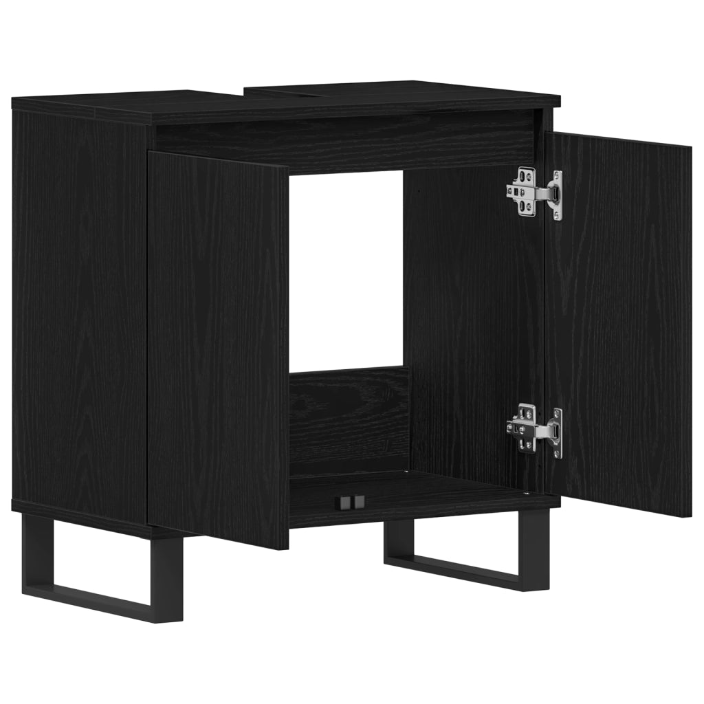 Mobile lavabo bagno  Nero Rovere 58x33x60 cm Legno ingegnerizzato