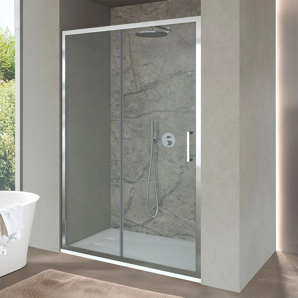Box doccia nicchia 150cm con porta scorrevole in vetro trasparente Ted