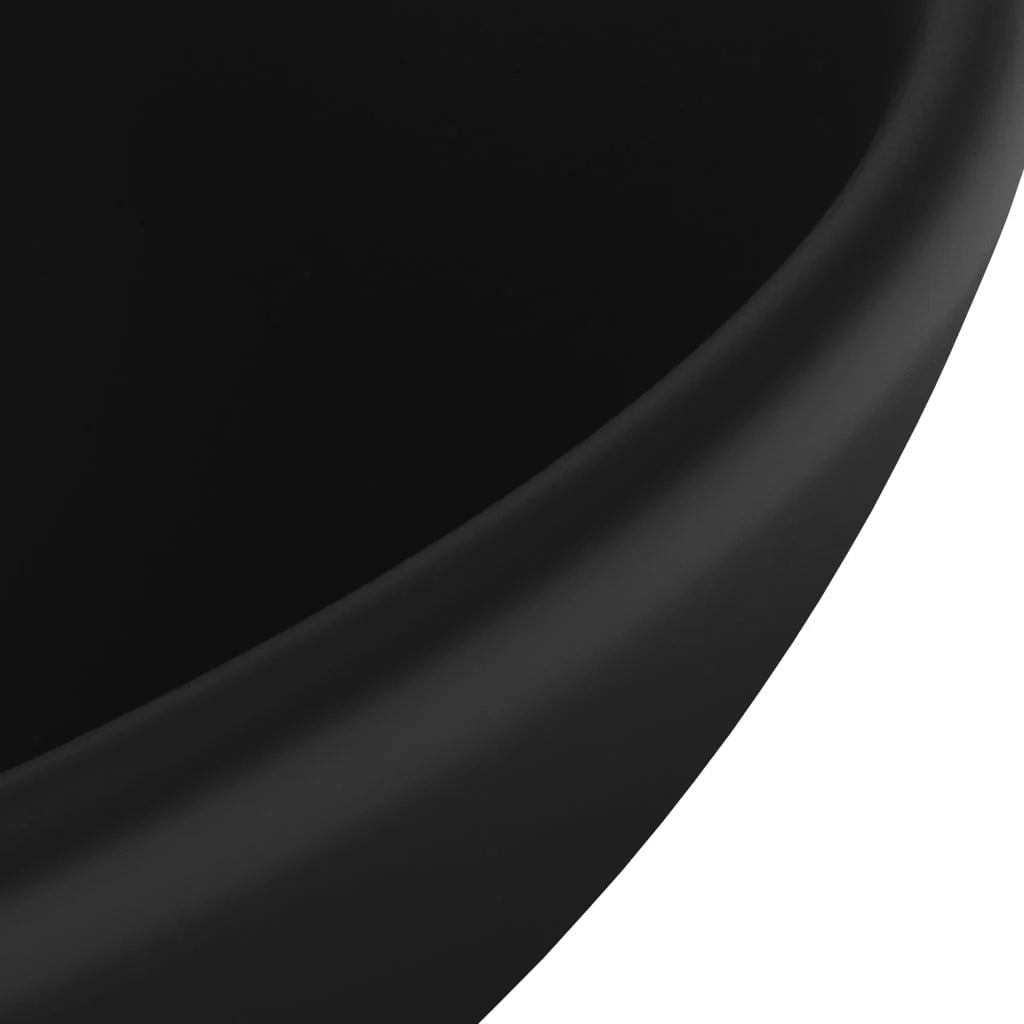 Lavabo da bagno rotondo 32,5 x 14 cm in ceramica nero opaco 02_0002717