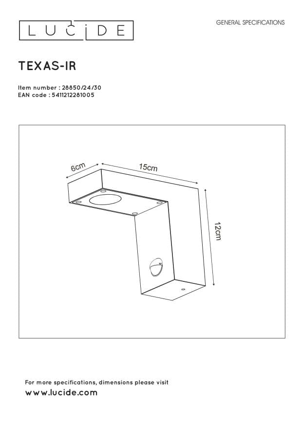 Applique esterna Lucide Texas LED 6W 3000K sensori IP54