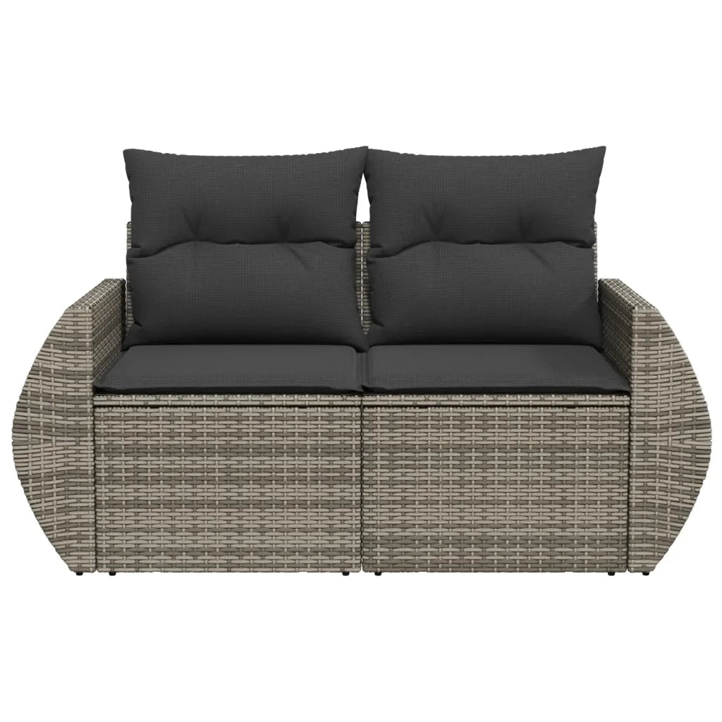 Divano da Giardino con Cuscini 2 Posti Grigio in Polyrattan 366124