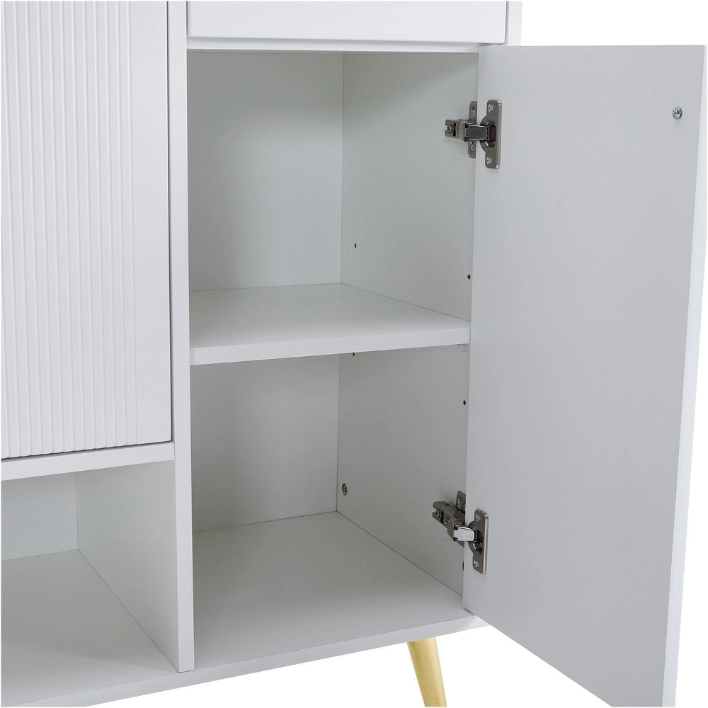 Scarpiera con 2 Cassetti e 4 Ante ¨C MINIMAL ¨C Bianco, Metallo, 130x37x100 cm