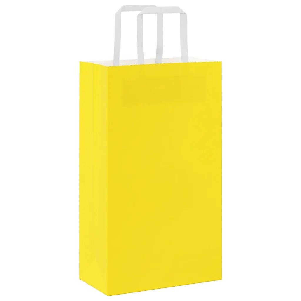 Sacchetti di Carta 250 pz con Manici Gialli 21x11x36 cm 4102009