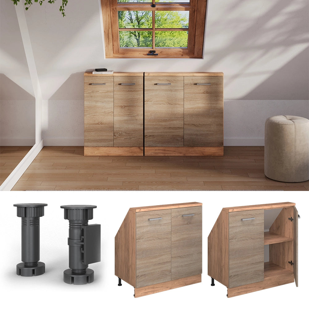 Mobile cucina sottotetto R-Line Sonoma/Rovere dorato 80 cm con 2 porte Vicco