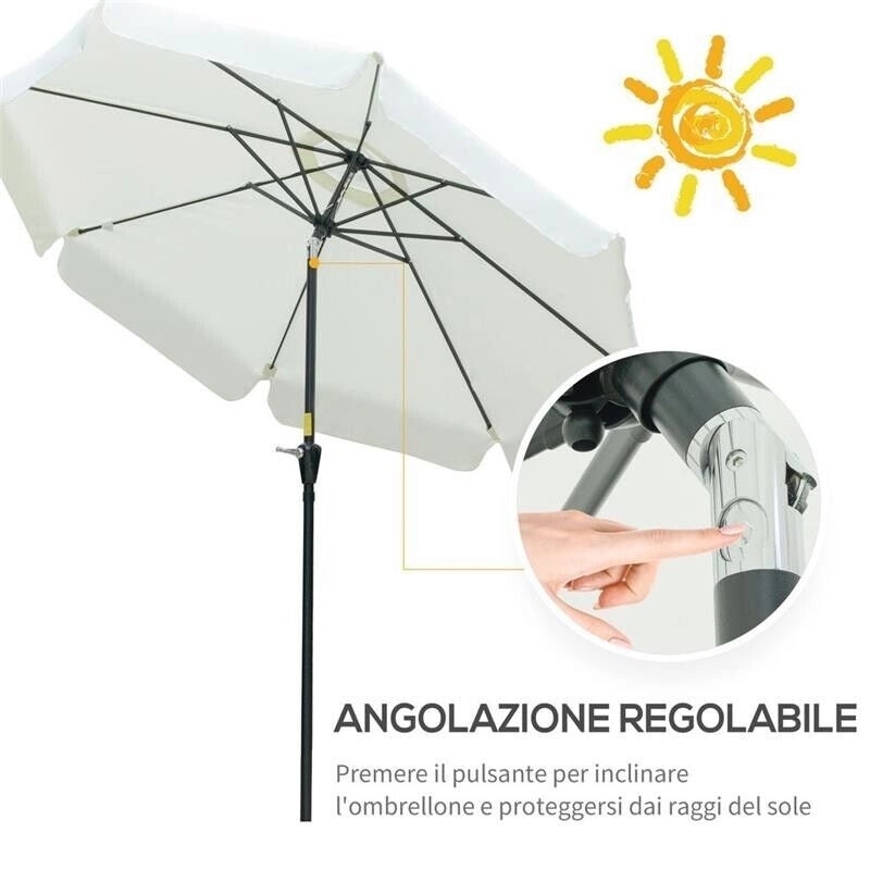 OMBRELLONE DA GIARDINO ROTONDO 266 X 250 CM BEIGE