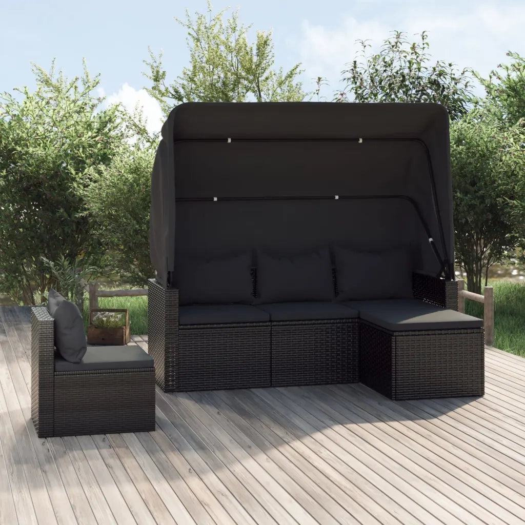 Set Divani da Giardino 4 pz con Cuscini Nero in Polyrattancod mxl 76583