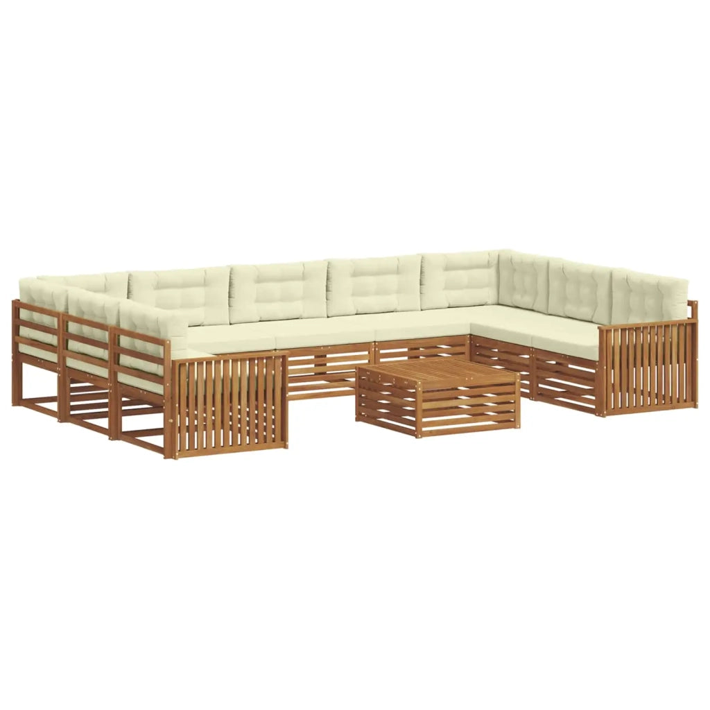 Set di divani da esterno con cuscino 10 pcs Naturale e Crema 3374165