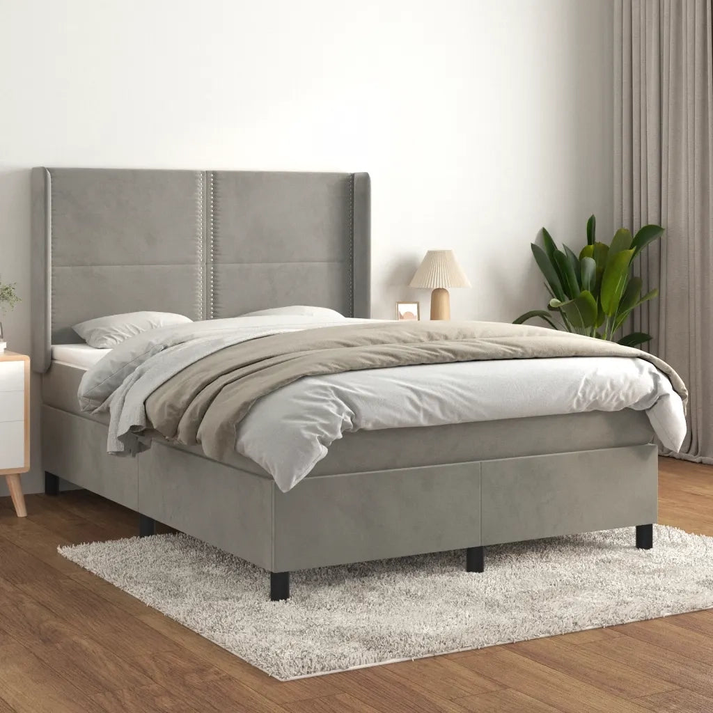 Giroletto a Molle con Materasso Grigio Chiaro 140x200cm Vellutocod mxl 74716