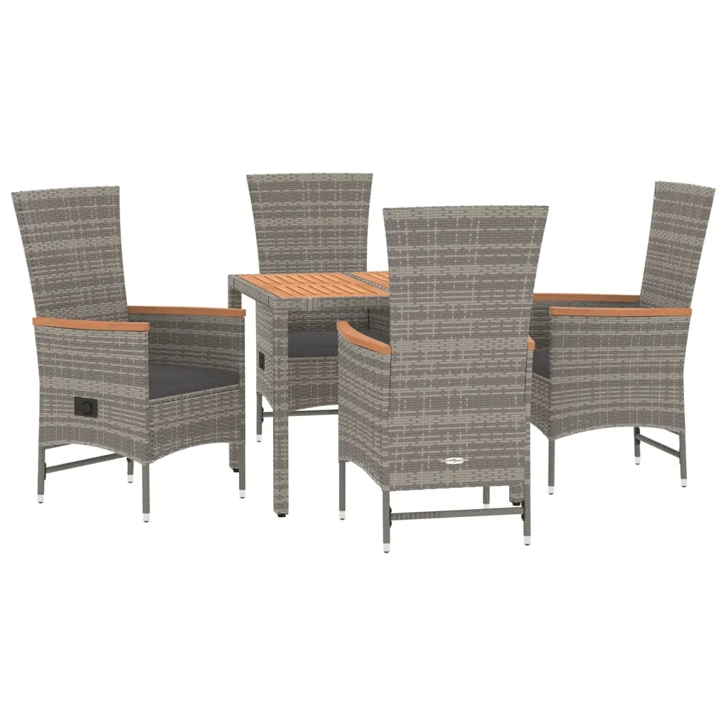 Set da Pranzo da Giardino 5 pz con Cuscini in Polyrattan Grigio 3157547