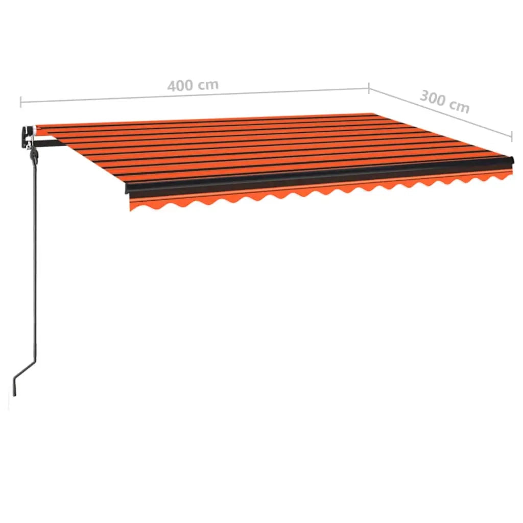 Tenda da Sole Retrattile Manuale LED 400x300 cm Arancio Marrone